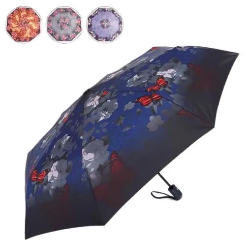 Зонт автоматический Bastian, ветроустойчивый, 3 сложения, 8 спиц, R = 48 см, цвет микс 5555387 .