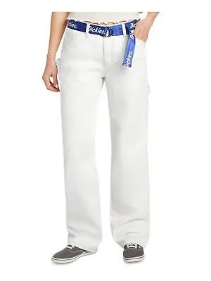 DICKIES Женские белые плотные джинсы со средней посадкой и широкими штанинами с поясом, юниоры 15\32