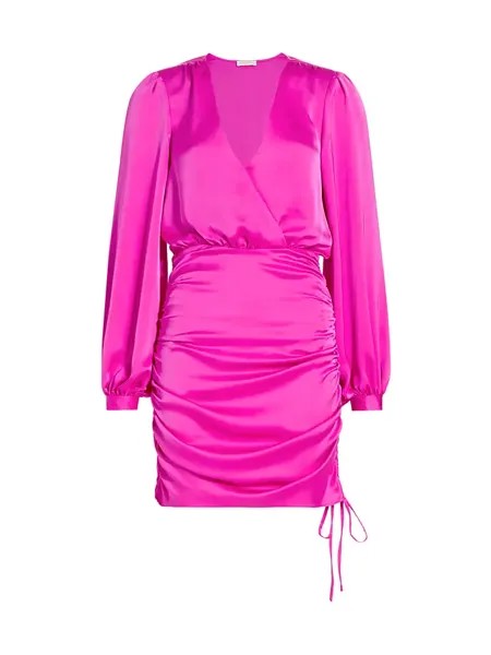 Мини-платье Foxy со сборками и V-образным вырезом Ramy Brook, цвет electric pink