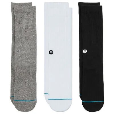 Stance Icon 3 пары классических носков с круглым вырезом (мульти) мужские базовые однотонные носки с принтом