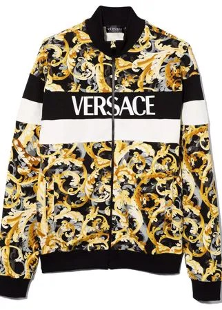 Versace Kids куртка на молнии с принтом Barocco