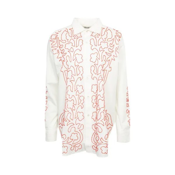 Рубашка Bode Beaded Crossvine 'White/Red', белый