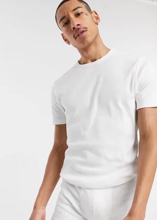 Белая пижама с футболкой и боксерами-брифами в рубчик ASOS DESIGN-Белый