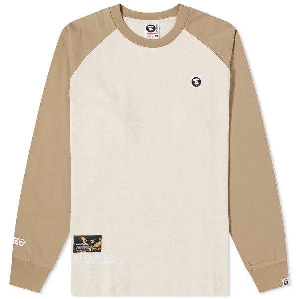 Футболка Aape Now Long Sleeve, цвет Dark Beige