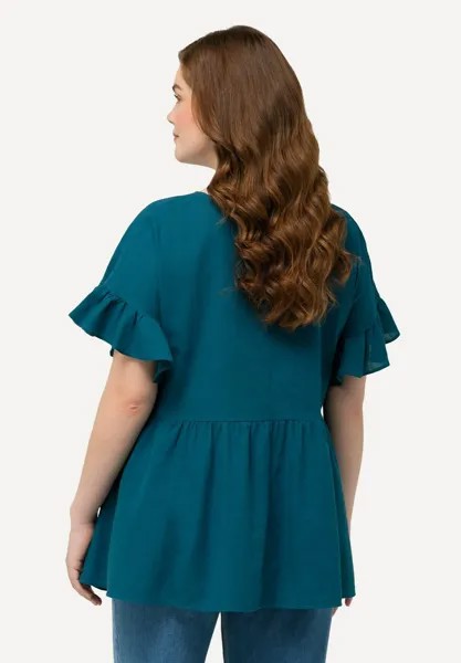 Туника SHORT SLEEVE PEPLUM Ulla Popken, бирюзовый