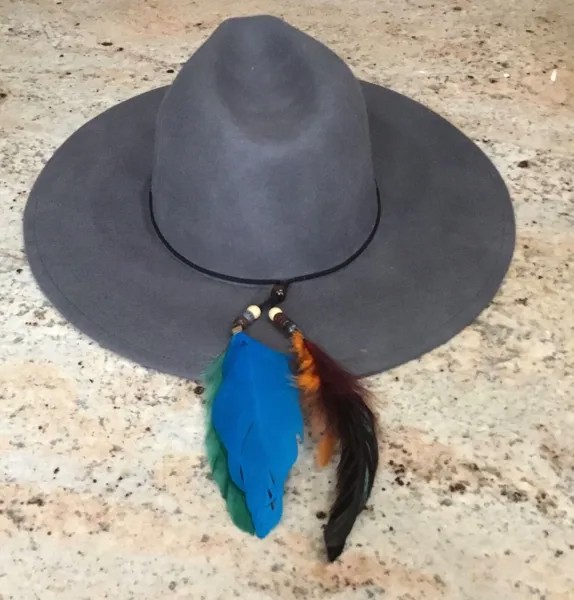 Фетровая шляпа Free People Marlow Rancher Серые шерстяные перья и бусины на веревке НОВИНКА