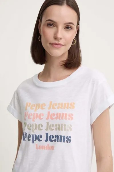 Хлопковая футболка EILEEN Pepe Jeans, белый