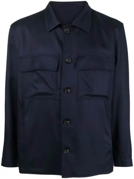Lardini габардиновая куртка-рубашка, синий