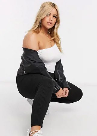 Леггинсы в рубчик ASOS DESIGN Curve-Черный цвет