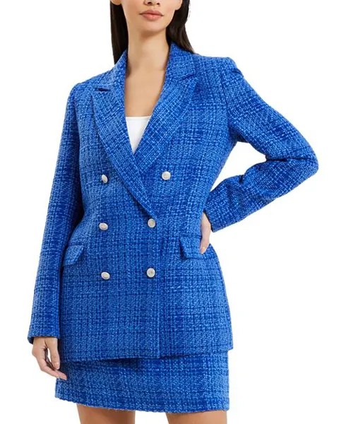 Твидовый двубортный пиджак Azzurra FRENCH CONNECTION, цвет Blue