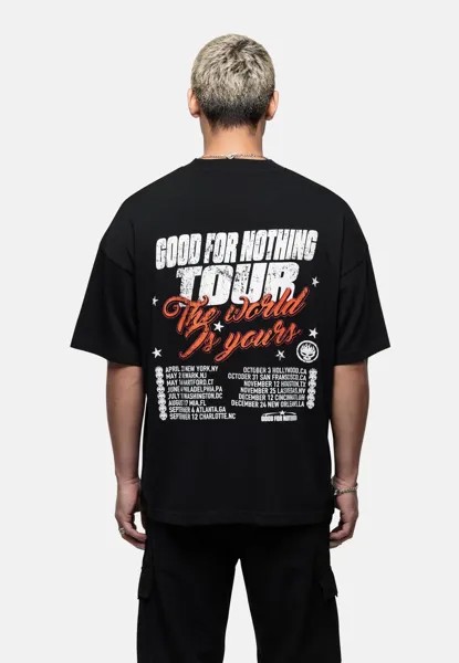 Футболка с принтом OVERSIZED TOUR PRINT TEE Good For Nothing, цвет black