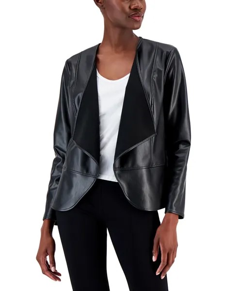 Женская куртка из искусственной кожи с драпировкой и баской спереди Nine West, черный