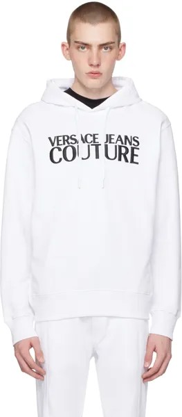 Белый худи с вышивкой Versace Jeans Couture