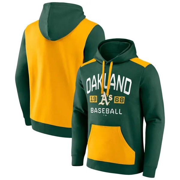 Мужской пуловер с капюшоном Oakland Athletics зеленого/золотого цвета с логотипом Fanatics