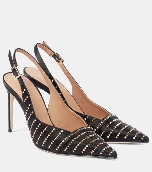 Туфли-лодочки Jazz 90 из атласа с декором Malone Souliers, цвет black/black