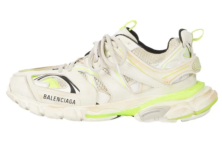 Белые флуо-желтые кроссовки Balenciaga Worn Out Out