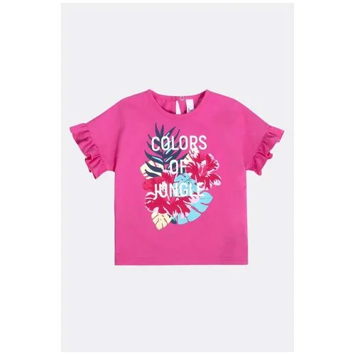 Хлопковая футболка с оборками на рукавах 262Л21-161-А Розовый 80