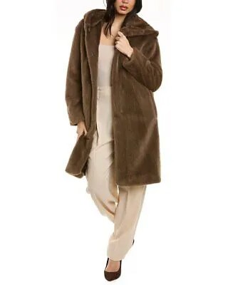 Donna Karan Женское плюшевое пальто с капюшоном S