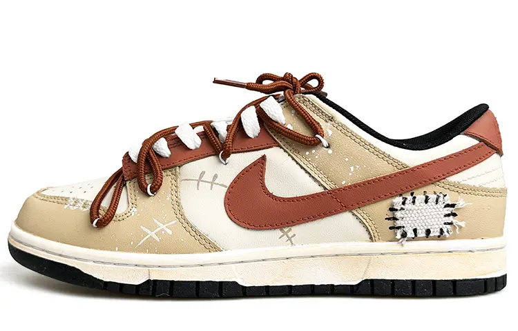 Кроссовки Nike Dunk Skateboarding Shoes Women's Low-top Reddish Brown, хаки