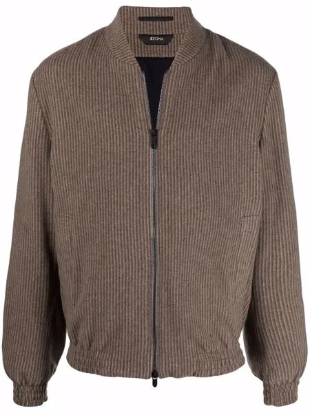 Z Zegna fine-ribbed knitted bomber jacket