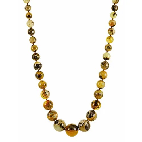 Бусы AmberHandmade, янтарь, длина 54 см, бежевый, черный