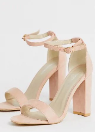 Розовые босоножки на каблуке для широкой стопы Glamorous-Neutral