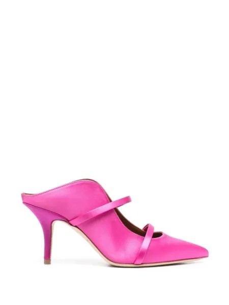 Malone Souliers атласные мюли с заостренным носком, розовый