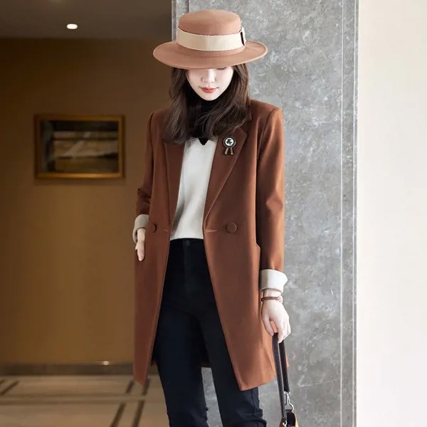 Женская ветровка, корейская модная куртка, зимнее пальто, длинное пальто, осеннее пальто, абрикосовая уличная одежда, корейские пальто для ж...