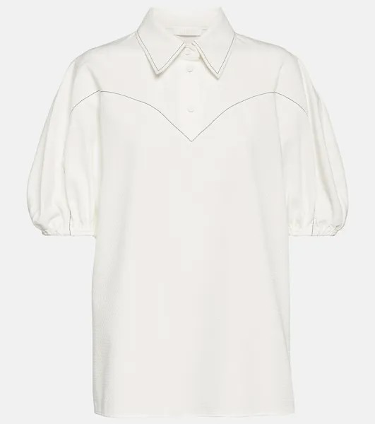 Хлопковая блузка с объемными рукавами Chloé, белый