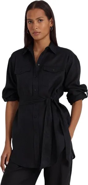 Льняная рубашка с поясом LAUREN Ralph Lauren, цвет Polo Black