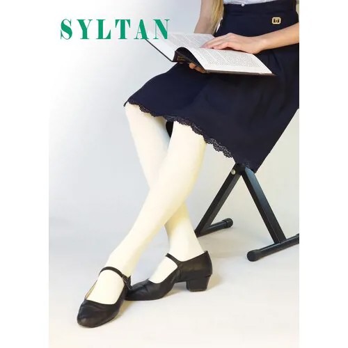 Колготки Syltan для девочек, классические, 100 den, размер 9-10, белый