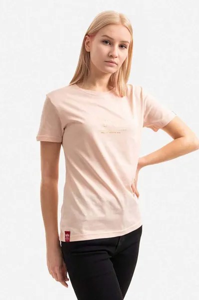 Хлопковая футболка Basic T ML с принтом фольги Wmn Alpha Industries, оранжевый