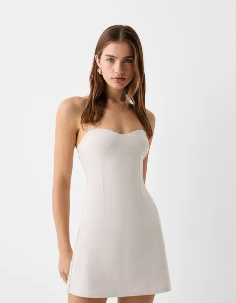 Мини-Платье bandeau bengaline Bershka, желтый