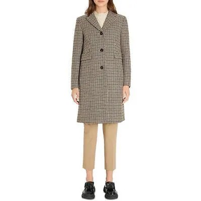 Женское длинное пальто Weekend MaxMara из коричневой шерсти с узором «гусиные лапки» 12 BHFO 6835