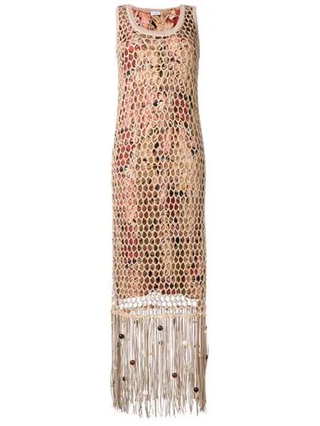 Salvatore Ferragamo длинное платье с бахромой