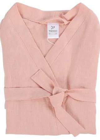 Халат из умягченного льна розово-пудрового цвета из коллекции Essential, размер S