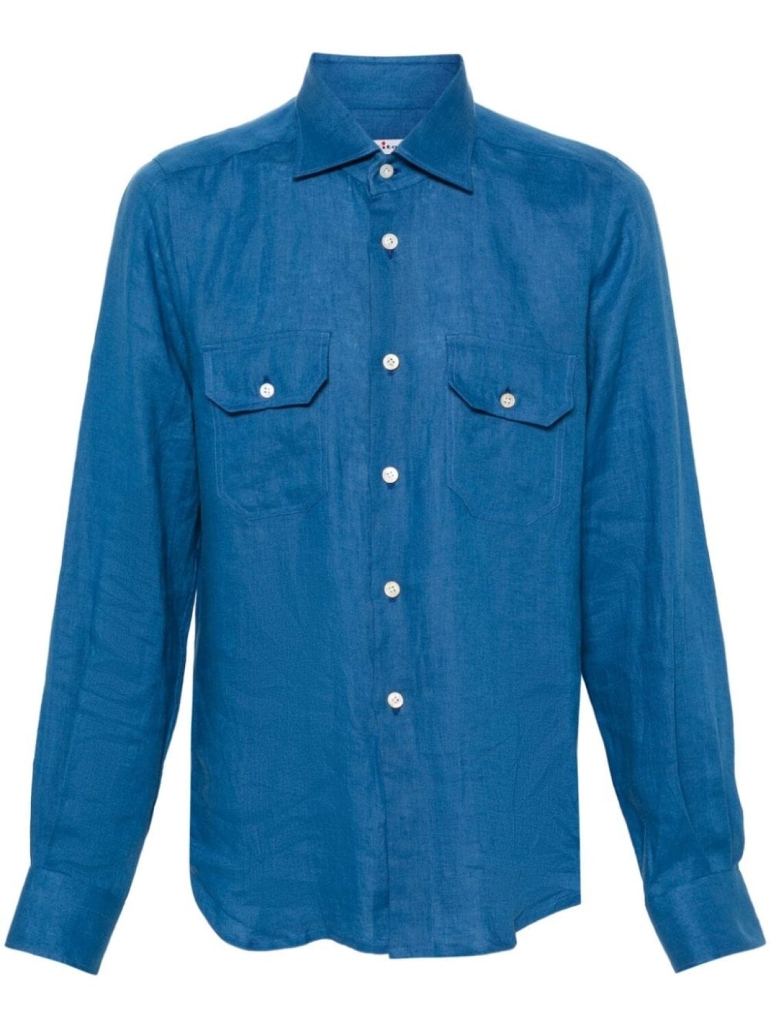 Kiton льняная рубашка с классическим воротником, синий