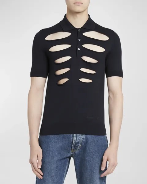 Мужская хлопковая рубашка-поло с разрезом Alexander McQueen, цвет Black