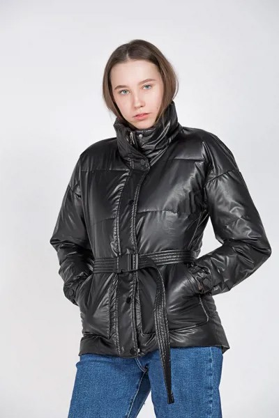 Куртка женская к/з STOLNIK 8622 + ремень (M, Черный)