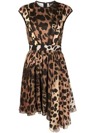 Just Cavalli платье асимметричного кроя с леопардовым принтом