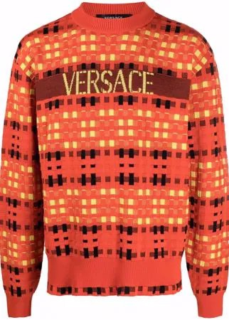 Versace жаккардовый джемпер в клетку тартан