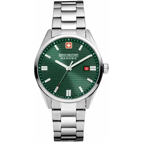 Наручные часы Swiss Military Hanowa Часы наручные мужские SwissMilitaryHanowa SMWGH2200105 Гарантия 2 года, зеленый, серебряный