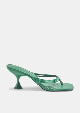 Босоножки цвета морской волны на каблуке с перемычкой для пальца Topshop-Зеленый цвет