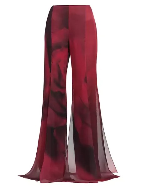 Многослойные шелковые брюки розового цвета Alberta Ferretti, красный