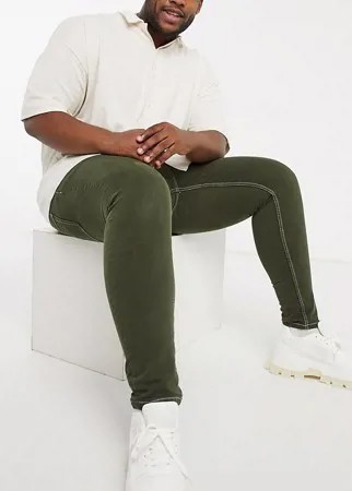 Темно-зеленые эластичные джинсы с напылением ASOS DESIGN Plus-Зеленый