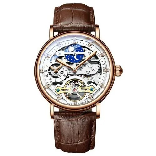 Наручные часы Часы наручные механические мужские, d-4.5 см, ремешок l-26 см, 3 АТМ, светящиеся 9436598, серый