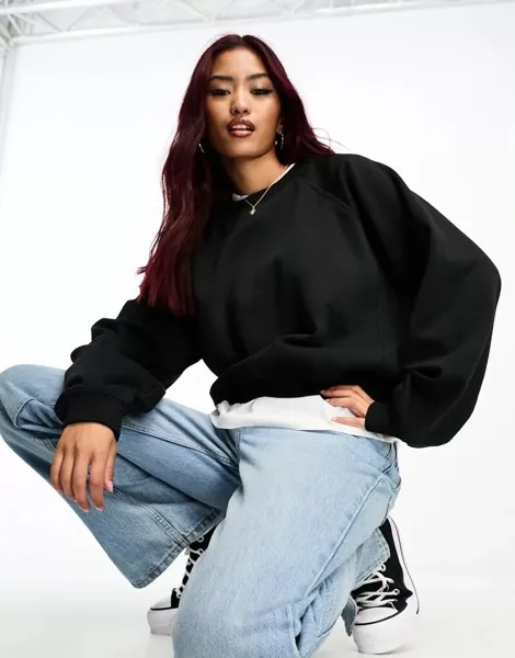 Черный свитшот оверсайз Bershka