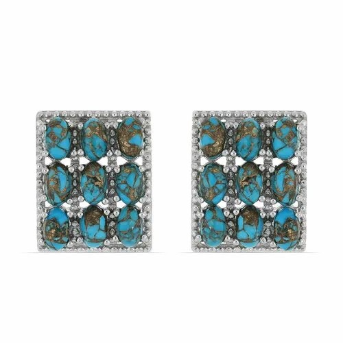 Серьги серебро, 925 проба, бирюза, серебряный