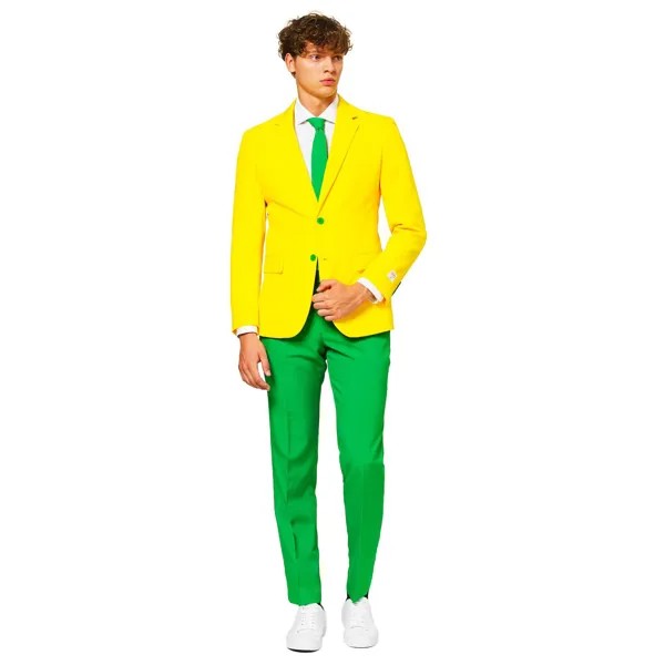 Мужской костюм и галстук приталенного кроя OppoSuits, зеленый\желтый