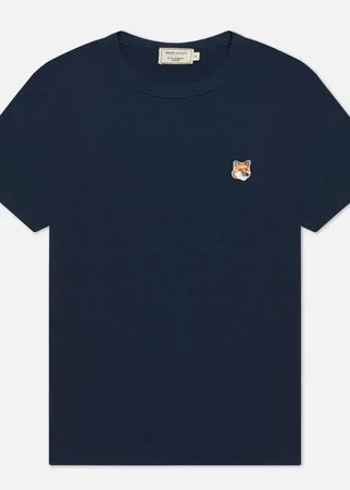 Женская футболка Maison Kitsune Fox Head Patch, цвет синий, размер S